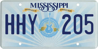 MS license plate HHY205