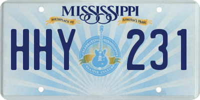 MS license plate HHY231