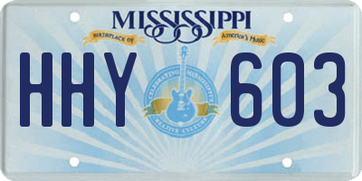 MS license plate HHY603