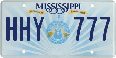 MS license plate HHY777