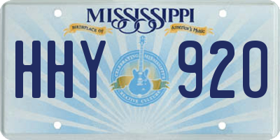 MS license plate HHY920