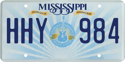 MS license plate HHY984