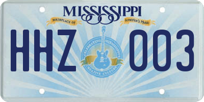 MS license plate HHZ003