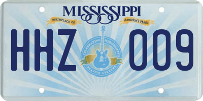 MS license plate HHZ009