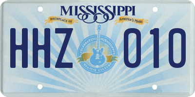 MS license plate HHZ010