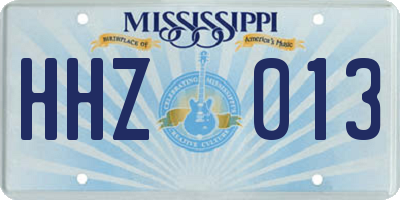 MS license plate HHZ013