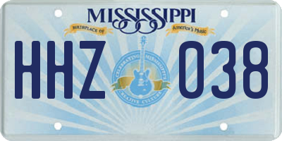 MS license plate HHZ038
