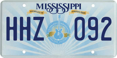 MS license plate HHZ092
