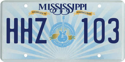 MS license plate HHZ103