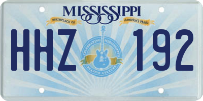 MS license plate HHZ192