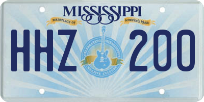 MS license plate HHZ200
