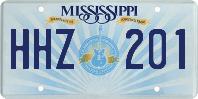 MS license plate HHZ201