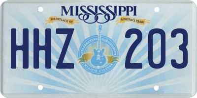 MS license plate HHZ203