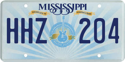 MS license plate HHZ204
