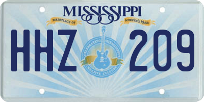 MS license plate HHZ209
