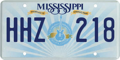 MS license plate HHZ218