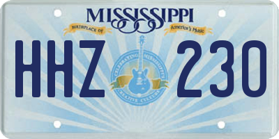 MS license plate HHZ230