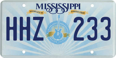 MS license plate HHZ233