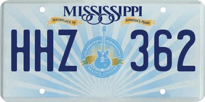MS license plate HHZ362