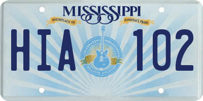 MS license plate HIA102