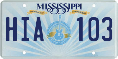 MS license plate HIA103
