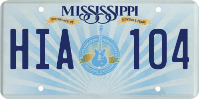 MS license plate HIA104