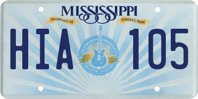 MS license plate HIA105