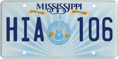 MS license plate HIA106