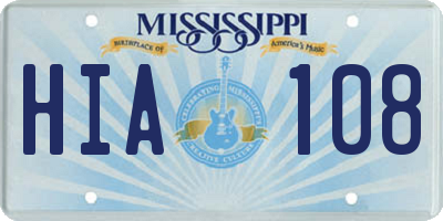 MS license plate HIA108