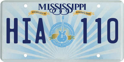MS license plate HIA110