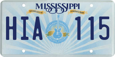 MS license plate HIA115
