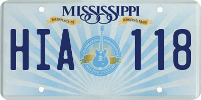 MS license plate HIA118