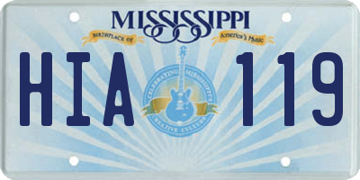MS license plate HIA119