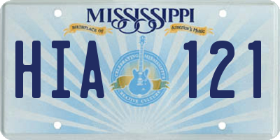 MS license plate HIA121