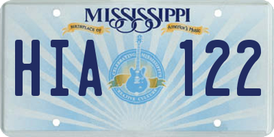 MS license plate HIA122