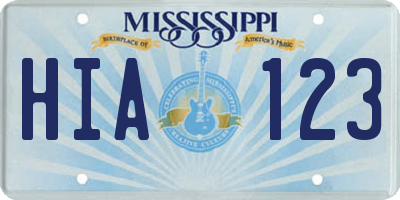 MS license plate HIA123