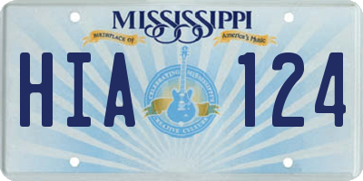 MS license plate HIA124