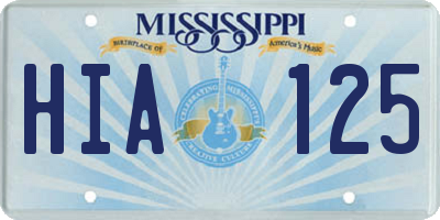 MS license plate HIA125