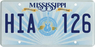 MS license plate HIA126