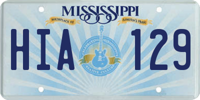 MS license plate HIA129