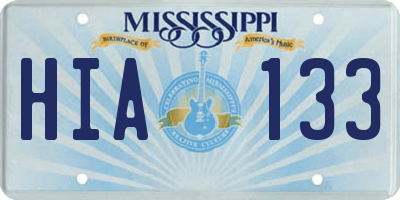 MS license plate HIA133