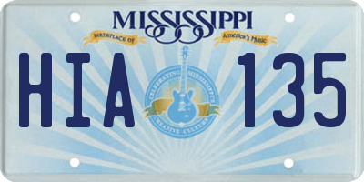 MS license plate HIA135