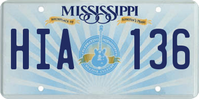 MS license plate HIA136