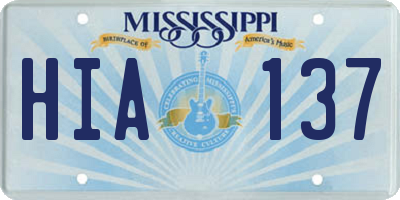 MS license plate HIA137