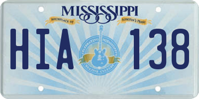 MS license plate HIA138