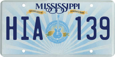 MS license plate HIA139