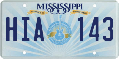 MS license plate HIA143