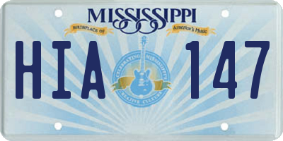 MS license plate HIA147