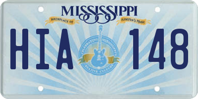 MS license plate HIA148