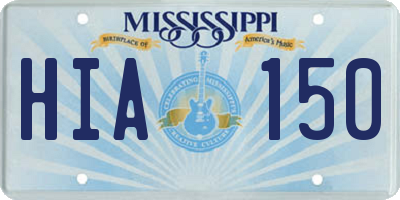MS license plate HIA150